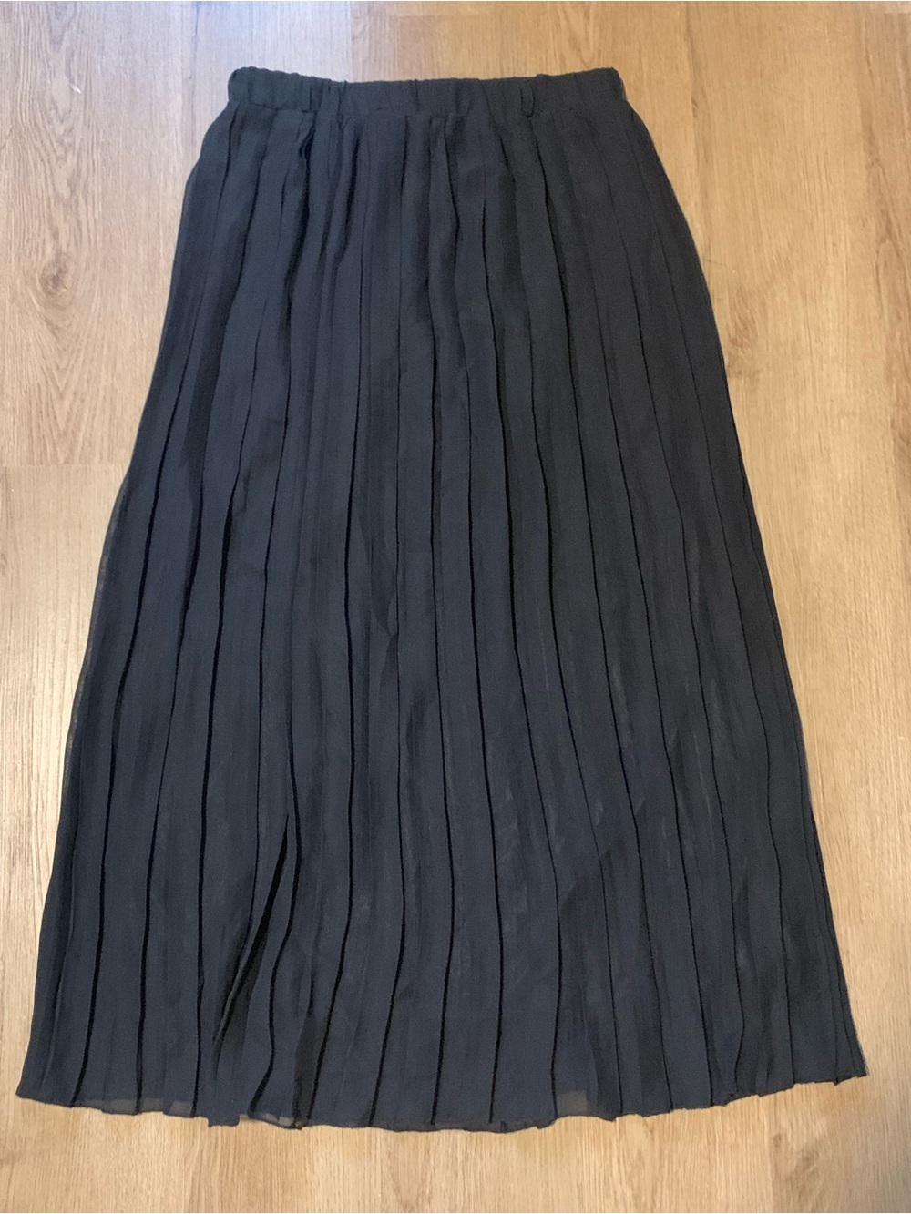 Joie Black Pleated Chiffon lined Long ankle length maxi skirt belt loop size sm